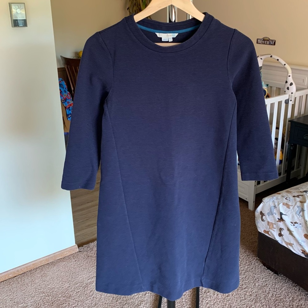 Boden Ottoman Ribbed Navy Blue A-Line Midi Dress 2
